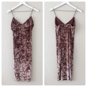 Mind Code Pink Velvet Bodycon Dress, M